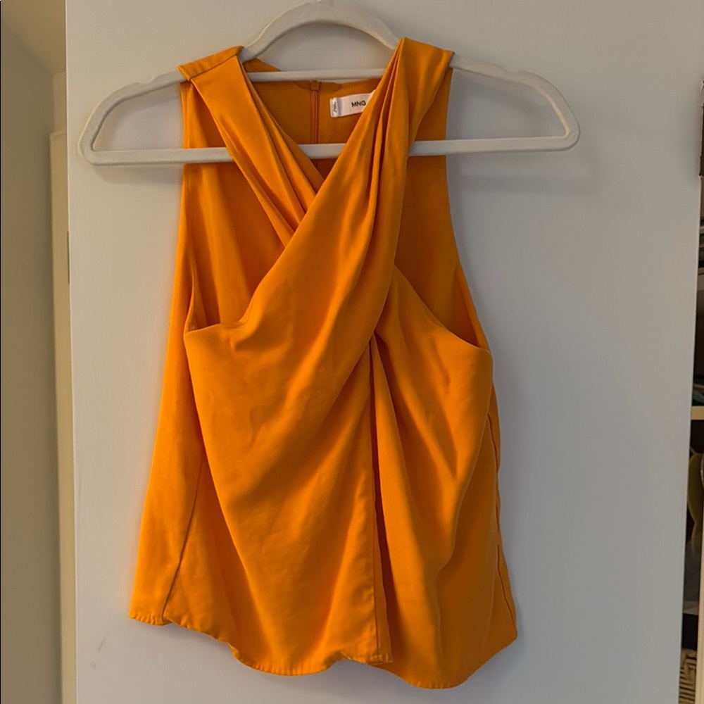 MNG Sleeveless Twist-Front Orange Women's Top